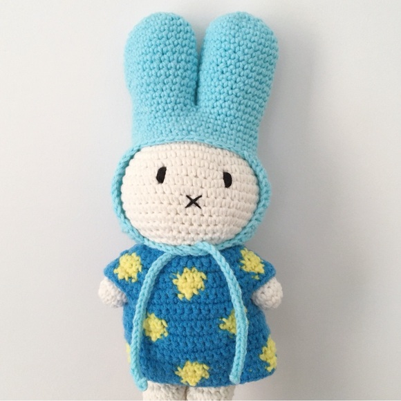 Miffy crochet handmade blue outfit dress hat for Just Dutch plushie